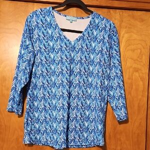 Blue Chevron Pattern Top By Anthonys